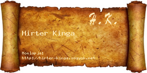 Hirter Kinga névjegykártya